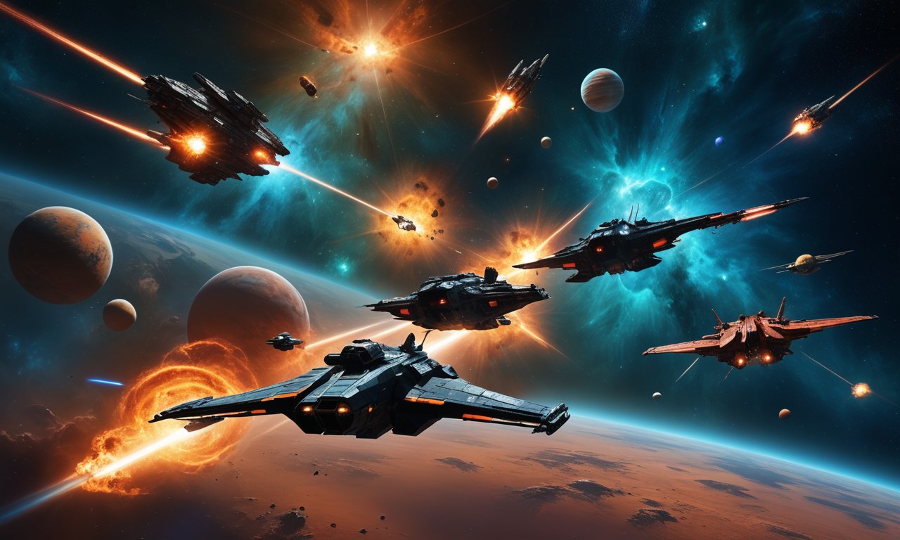 Space battle scene